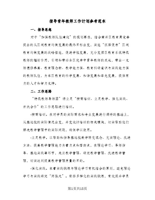 指导青年教师工作计划参考范本(四篇)