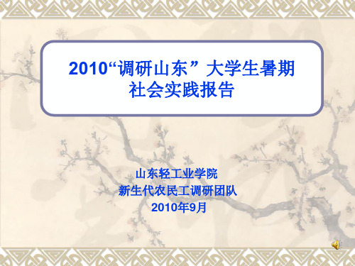 2010调研山东大学生暑期社会实践报告