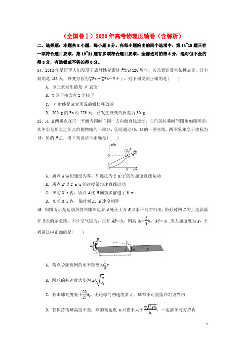 (全国卷Ⅰ)2020年高考物理压轴卷(含解析)