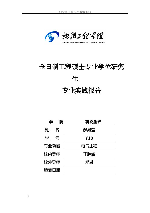 全日制工程硕士专业学位研究生专业实践报告