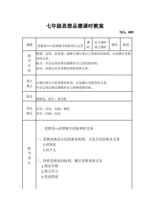 009受教育——法律赋予的权利与义务