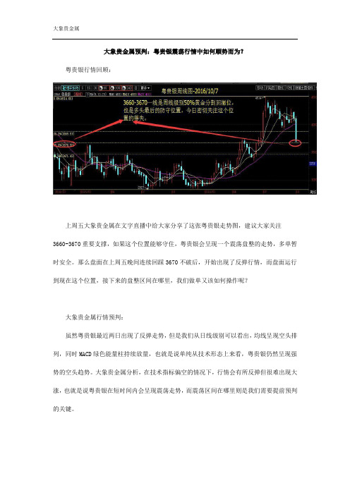 大象贵金属预判：粤贵银震荡行情中如何顺势而为？