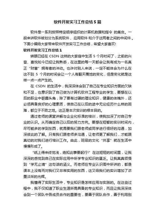 软件开发实习工作总结5篇