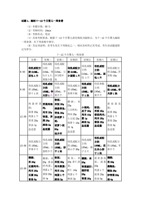 育婴员高级操作技能复习提纲