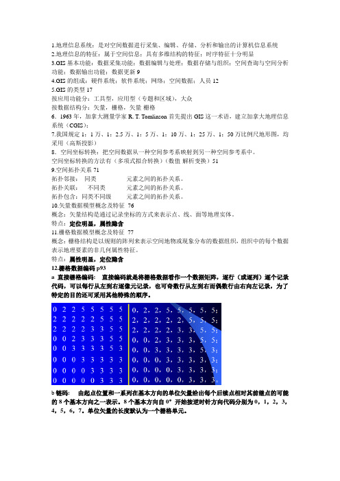 地理信息系统考试要点