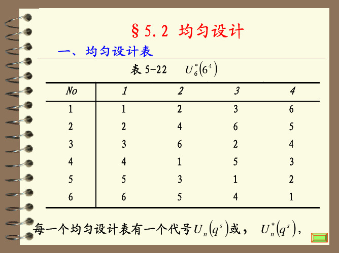 应用统计方法课件  5.2 均匀试验设计