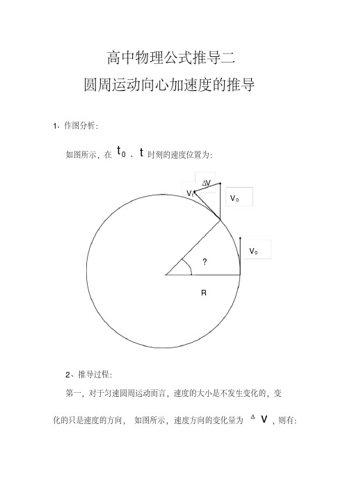 高中物理公式推导(匀速圆周运动向心加速度、向心力)