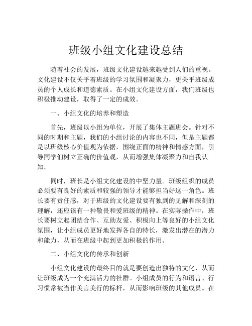 班级小组文化建设总结