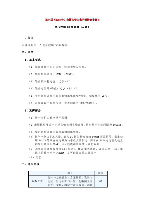 历届全国大学生电子设计竞赛题目(2003--2013)