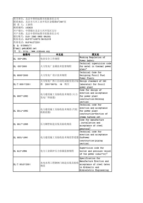 中外标准目录