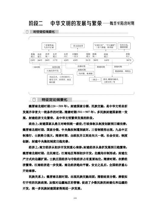 2023年高考历史总复习-中华文明的发展与繁荣——魏晋至隋唐时期