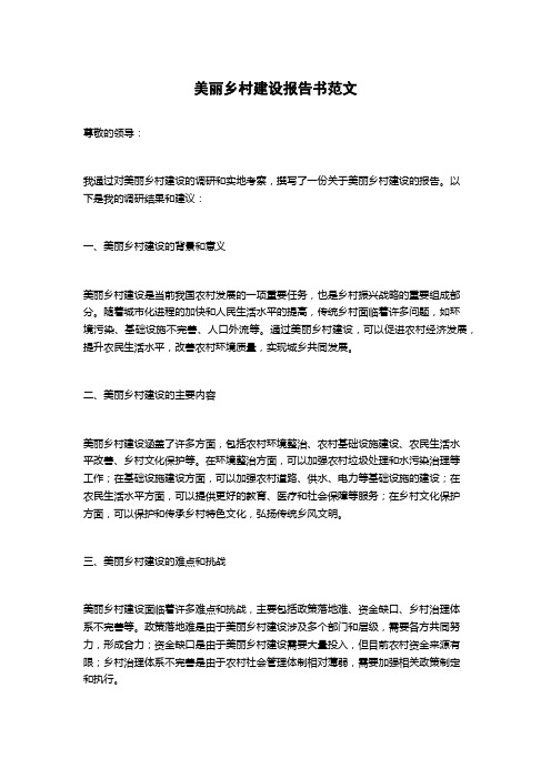 美丽乡村建设报告书范文