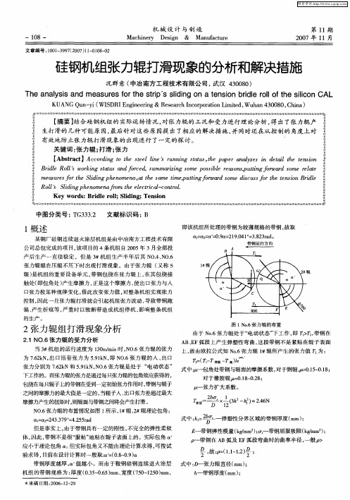 硅钢机组张力辊打滑现象的分析和解决措施