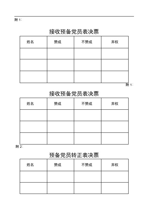 党员投票表决表票数统计表全