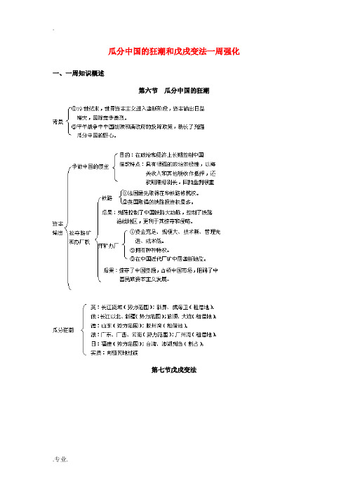 高一历史瓜分中国的狂潮和戊戌变法一周强化新人教版