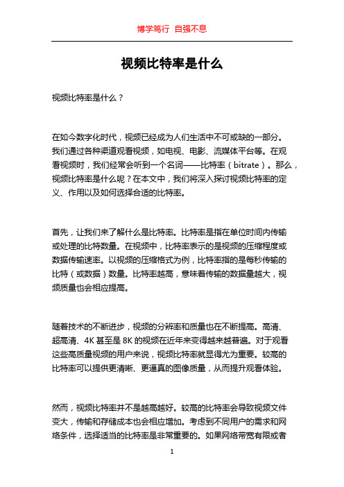 视频比特率是什么