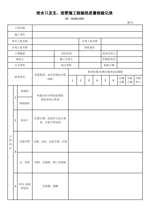雨水口及支、连管施工检验批质量检验记录