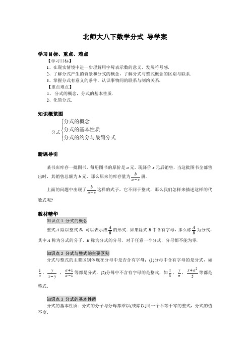 北师大八下数学3.1分式导学案