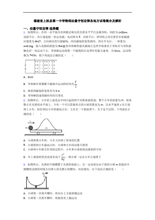 福建省上杭县第一中学物理动量守恒定律各地方试卷集合及解析