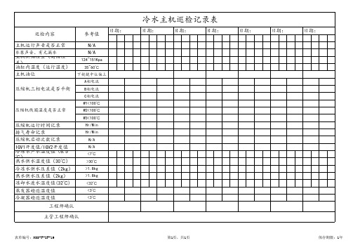 冷水主机巡检记录表