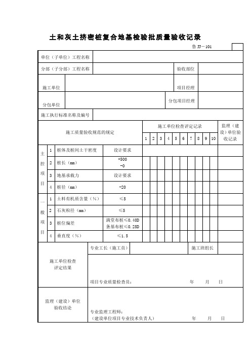 土和灰土挤密桩复合地基检验批质量验收记录