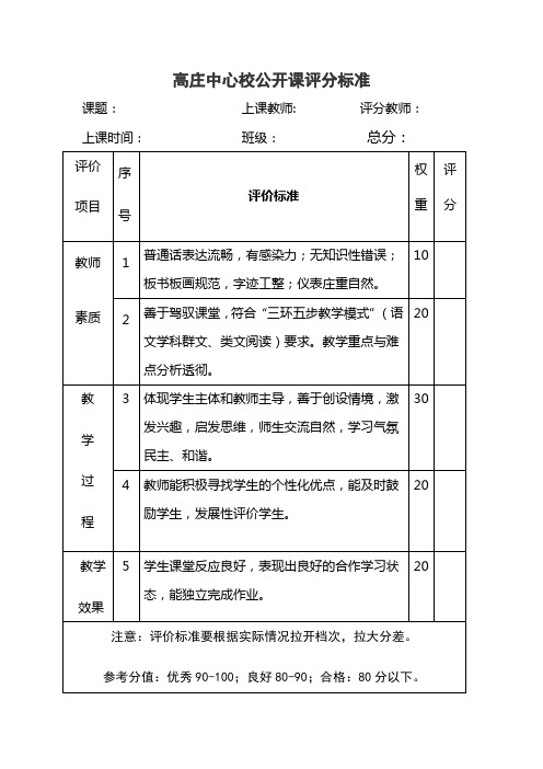 公开课评分标准