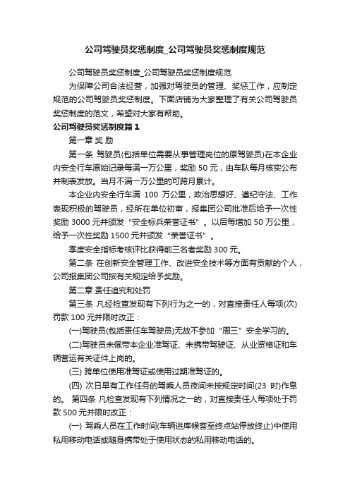 公司驾驶员奖惩制度_公司驾驶员奖惩制度规范