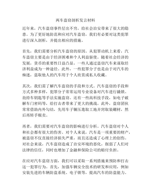 两车盗窃剖析发言材料