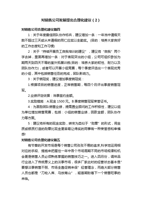 对销售公司发展提出合理化建议（2）