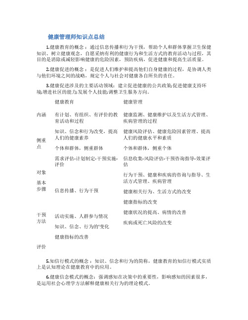 健康管理师知识点总结