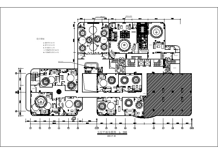 【CAD图纸】大酒店5层平面图设计图(精美图例)
