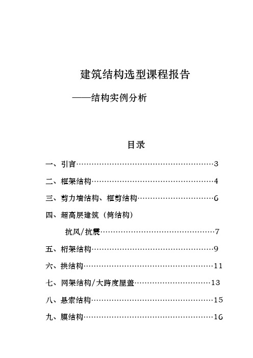 建筑结构选型课程报告_结构实例分析报告