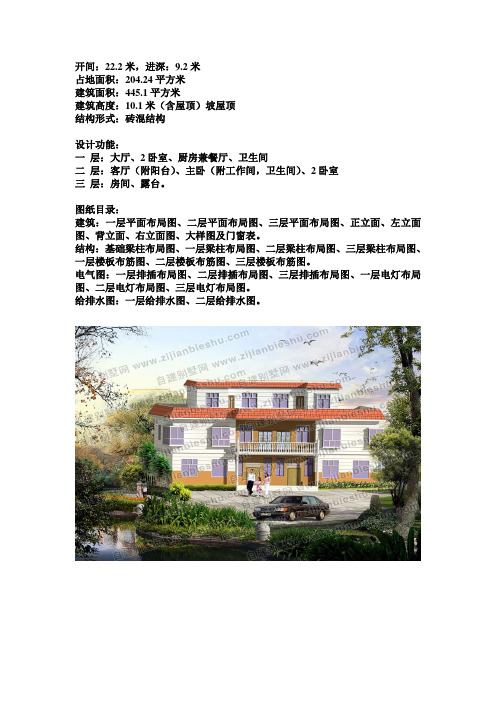 205平方米农村兄弟共建三层小别墅设计图