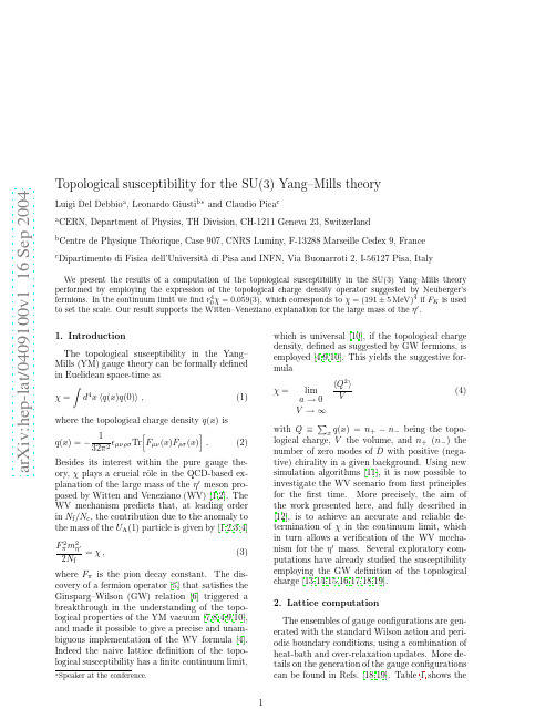 Topological susceptibility for the SU(3) Yang--Mills theory