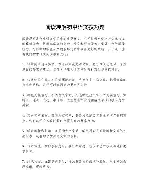 阅读理解初中语文技巧题