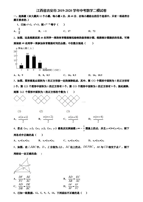 江西省吉安市2019-2020学年中考数学二模试卷含解析