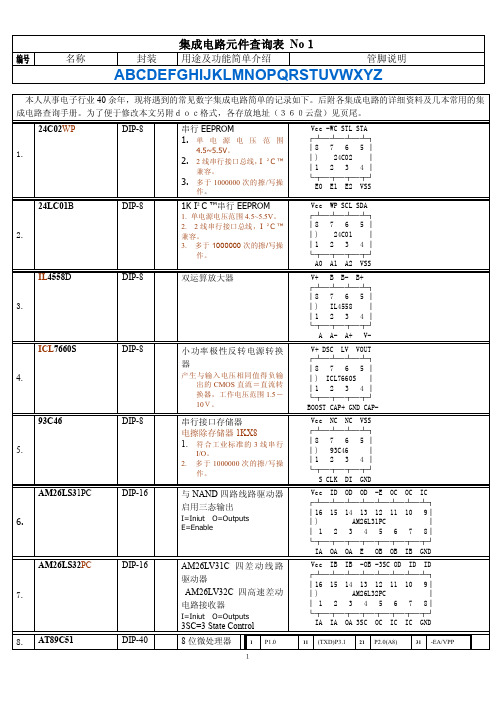 集成电路元件查询表