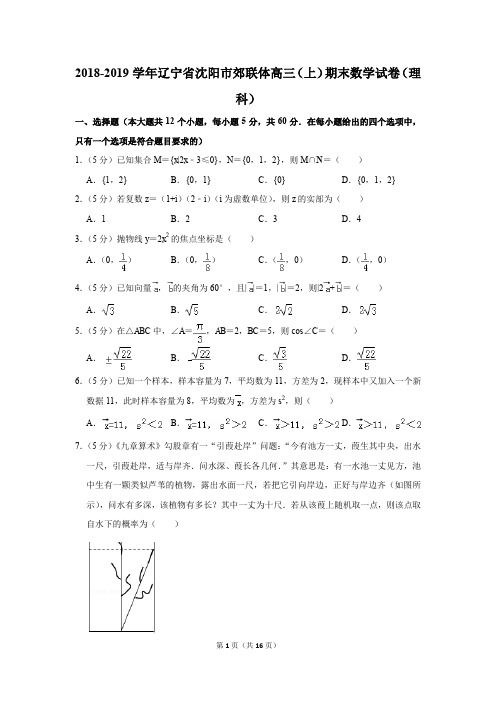 2018-2019学年辽宁省沈阳市郊联体高三(上)期末数学试卷(理科)(解析版)