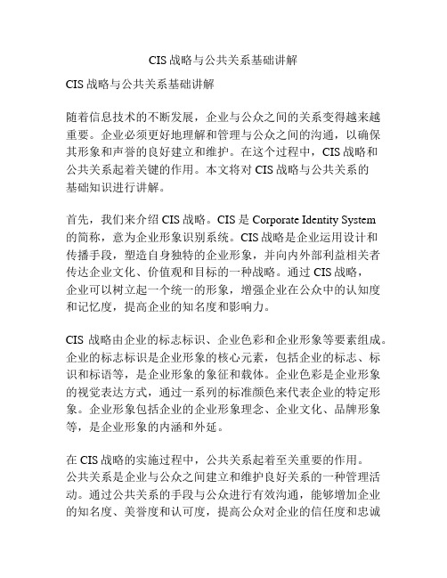 CIS战略与公共关系基础讲解