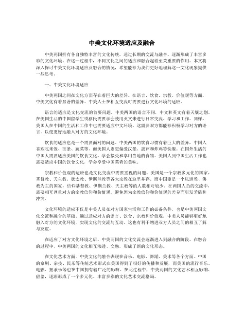 中美文化环境适应及融合