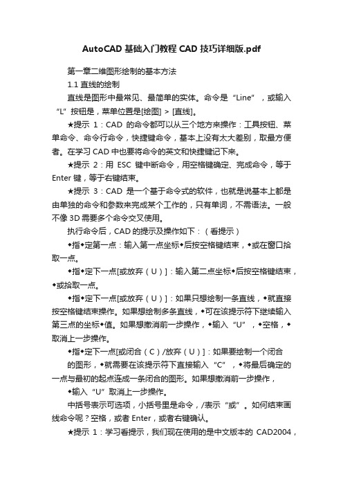 AutoCAD基础入门教程CAD技巧详细版.pdf