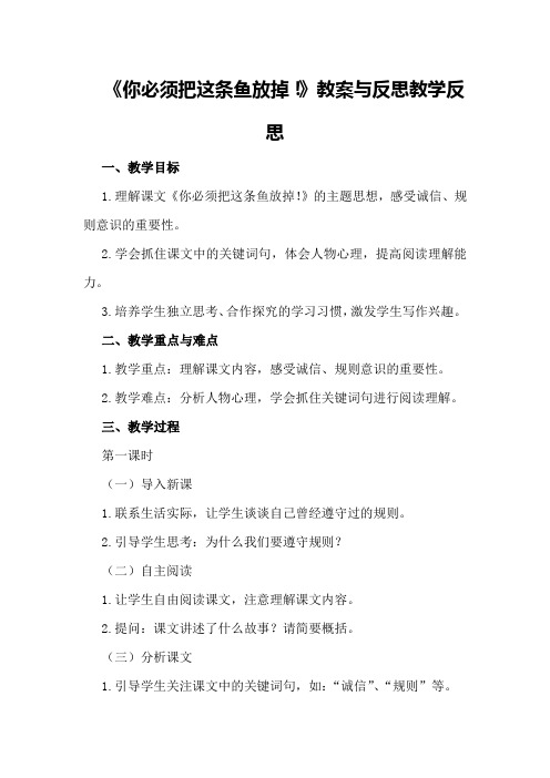 《你必须把这条鱼放掉!》教案与反思教学反思