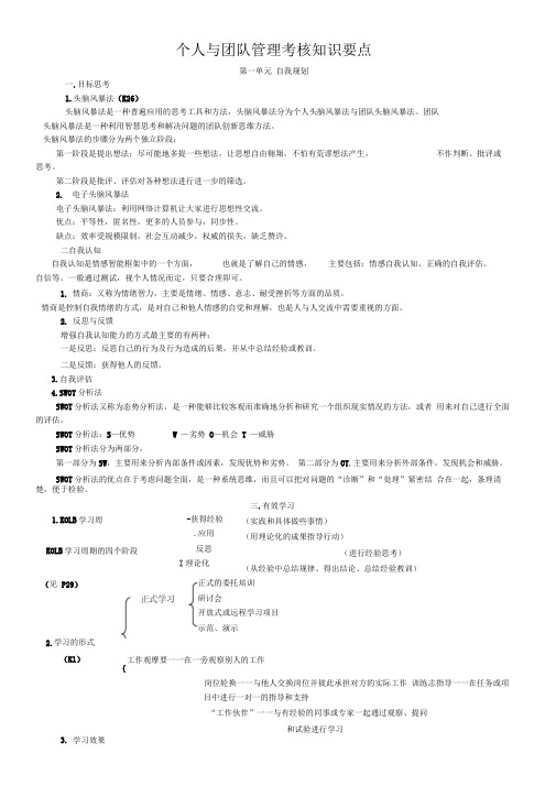 个人与团队管理考核知识要点范本