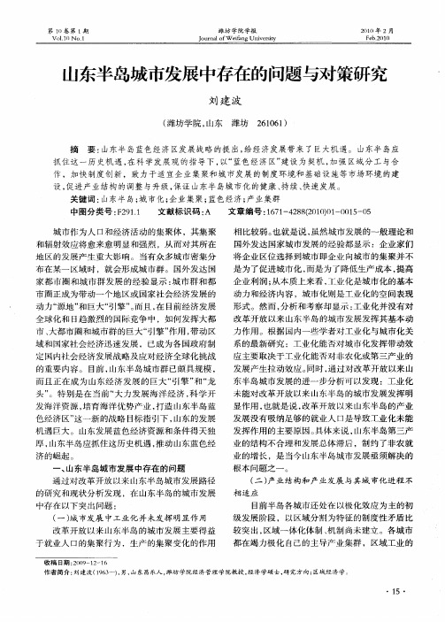 山东半岛城市发展中存在的问题与对策研究