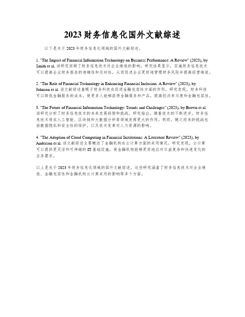 2023财务信息化国外文献综述