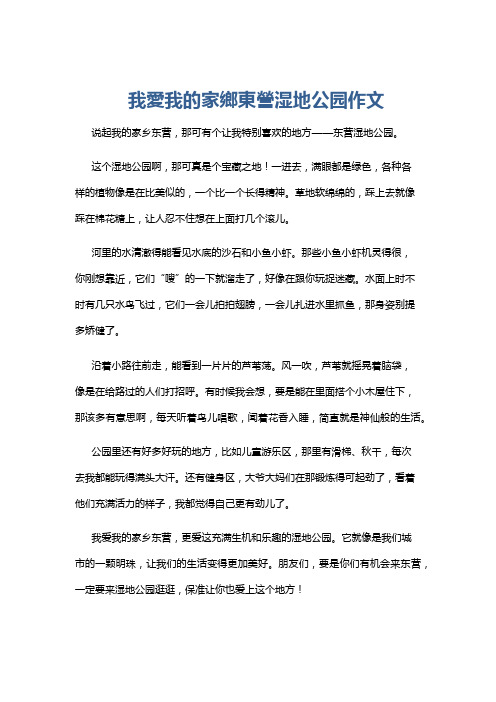 我爱我的家乡东营湿地公园作文