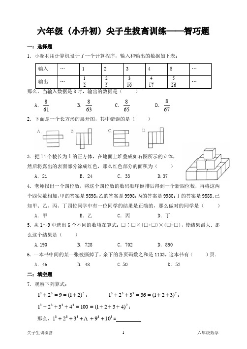 六年级(小升初)尖子生拔高训练——智巧题