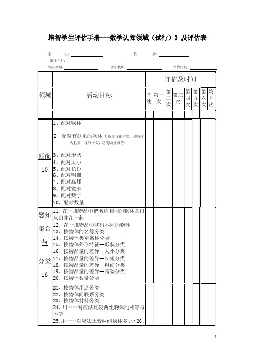 培智学生评估手册