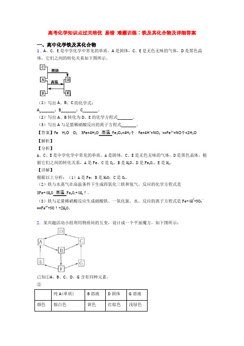 高考化学知识点过关培优 易错 难题训练∶铁及其化合物及详细答案