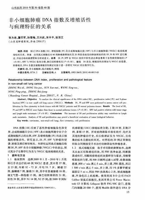 非小细胞肺癌DNA指数及增殖活性与病理特征的关系